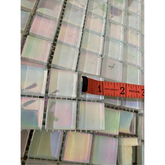 Fired Earth Glass Mosaic Tile Lot 298 Pieces Iridescent Square Pieces Pastel Mix - Picture 11 of 15
